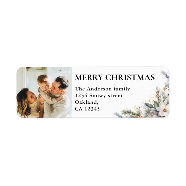 Modern Elegant Photo & Pine Greenery Christmas (Front)