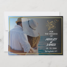 Modern Elegant Photo Save the Date  Gold Script