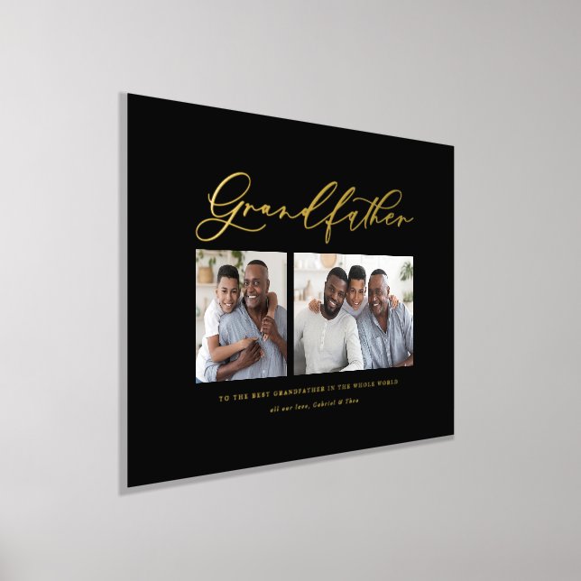 Modern elegant photo script grandfather gift foil  prints (Laydown)