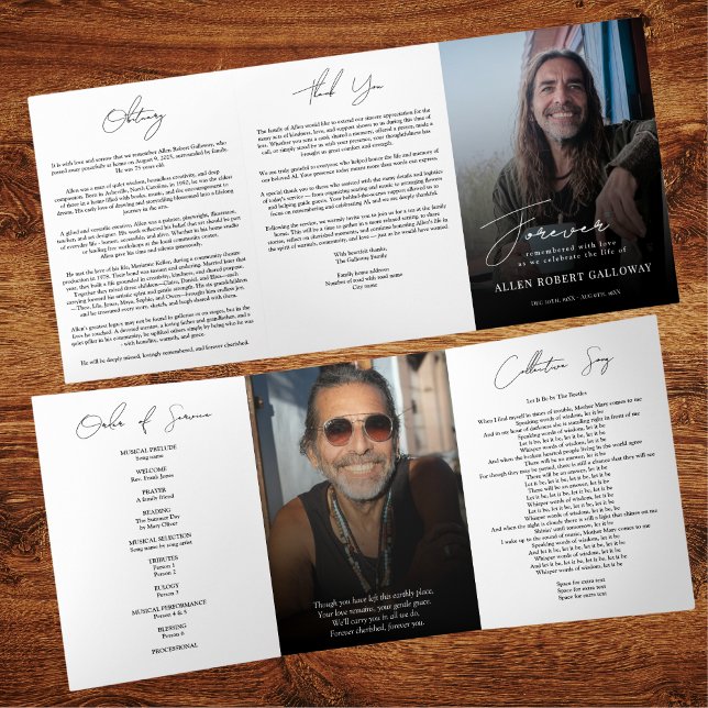 Modern Elegant Photo Trifold Funeral Program (Creator Uploaded)