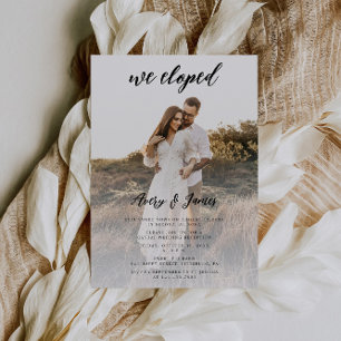 Modern Elegant Photo We Eloped Elopement Wedding Invitation