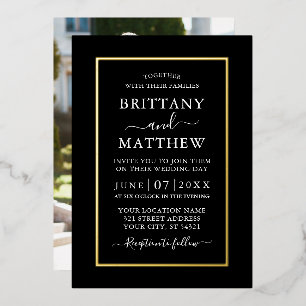 Modern Elegant Photo Wedding Black Gold