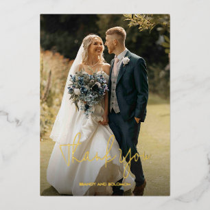 Modern Elegant Photo Wedding Foil Thank You Card