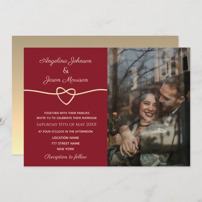 Modern Elegant Photo Wedding Invitation (Front/Back)
