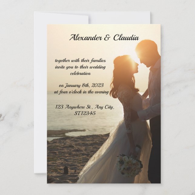Modern Elegant Photo Wedding Invitation (Front)