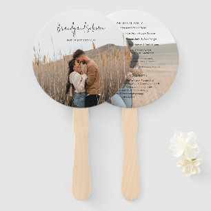 Modern Elegant Photo Wedding Program Hand Fan