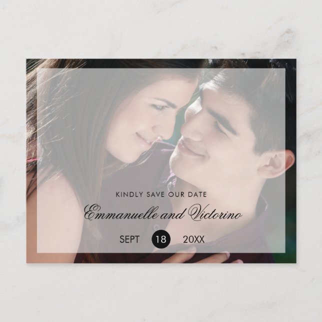 Modern Elegant Photo Wedding Save the Date Announcement Postcard (Front)