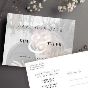 Modern elegant photo wedding save the date announcement postcard