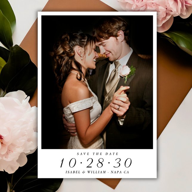 Modern Elegant Photo Wedding Save the Date QR Code Invitation (Creator Uploaded)