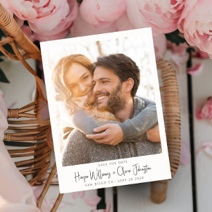 Modern Elegant Photo Wedding Save the Date Script  Invitation