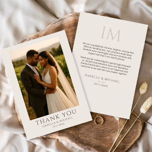 Modern Elegant Photo Wedding Thank You Card