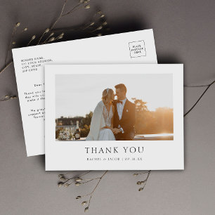 Modern Elegant Photo Wedding Thank You Postcard