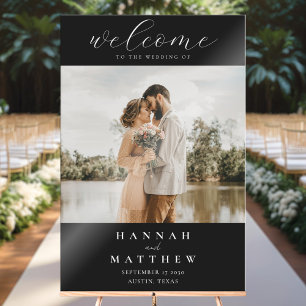 Modern Elegant Photo Wedding Welcome Acrylic Sign