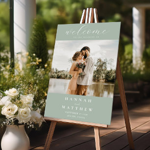 Modern Elegant Photo Wedding Welcome Acrylic Sign