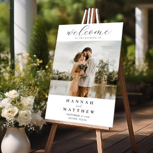 Modern Elegant Photo Wedding Welcome Acrylic Sign