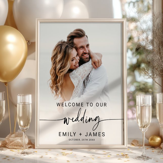 Modern Elegant Photo Wedding Welcome Poster (Modern Elegant Photo Wedding Welcome Poster)