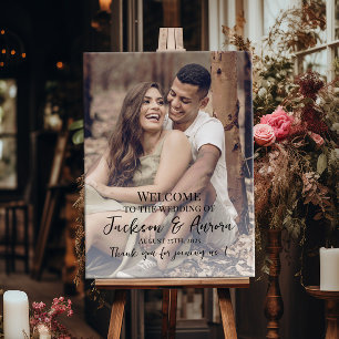 Modern elegant photo wedding welcome sign