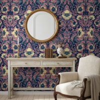 Modern Elegant Pink And Blue Floral Baroque