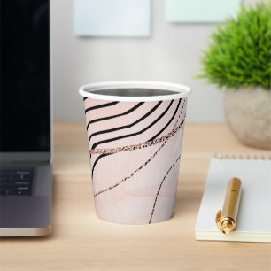 Modern Elegant Pink Bohemian Rose Gold Paper Cups