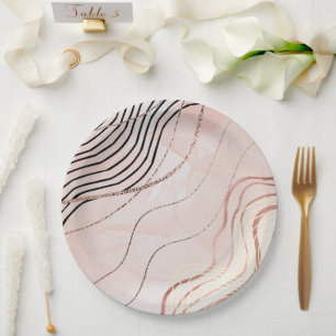 Modern Elegant Pink Bohemian Rose Gold Paper Plate
