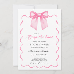 Modern Elegant Pink Bow Bridal Shower Invitation