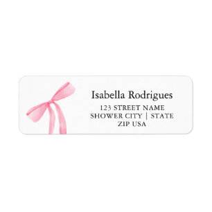 Modern Elegant Pink Bow Return Address