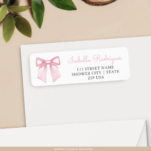 Modern Elegant Pink Bow Return Address