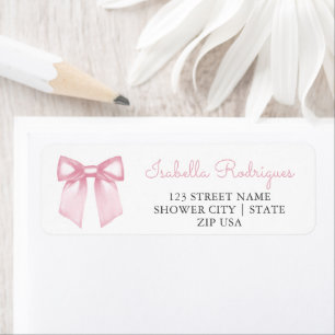 Modern Elegant Pink Bow Return Address