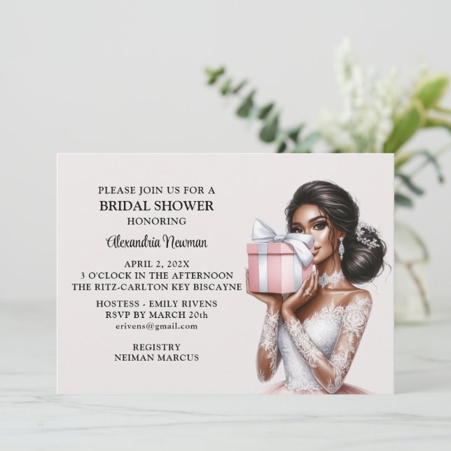 Modern Elegant Pink Bride to Be Bridal Shower Invitation (Standing Front)
