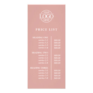 Modern Elegant Pink Business Logo Menu Price List