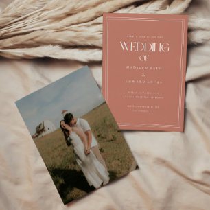 Modern Elegant Pink Dusty Rose Wedding Photo Invitation