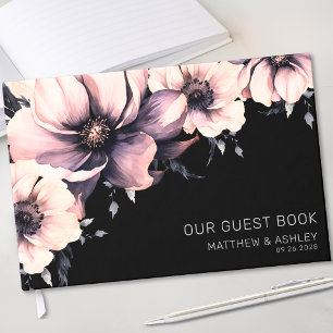 Modern Elegant Pink Floral Wedding Guest Book