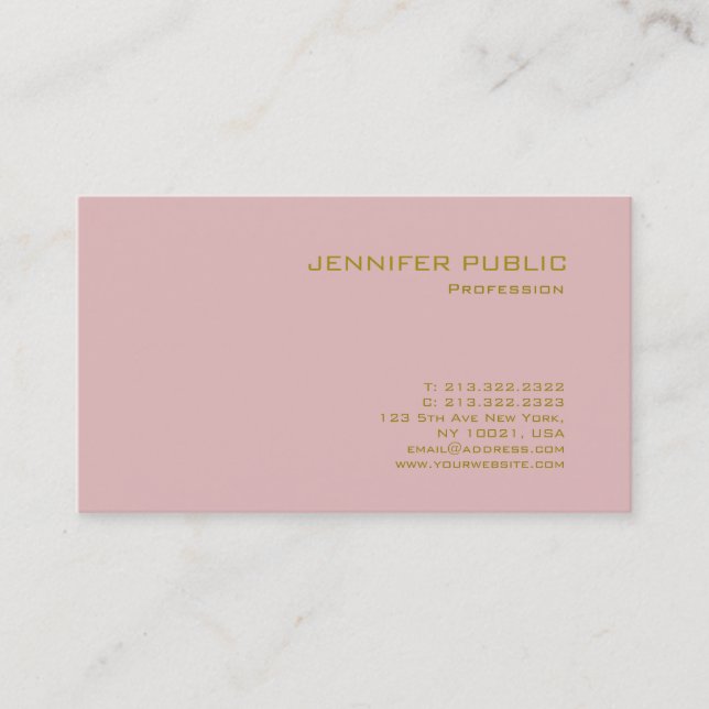 Modern Elegant Pink Gold Luxury Elite Template Business Card (Front)