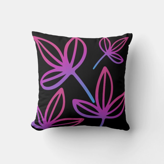 Modern Elegant Pink Leaves  Cushion (Front)