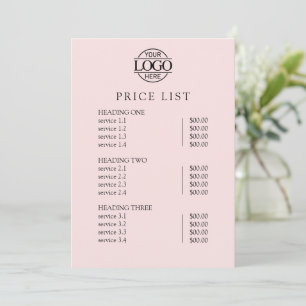 Modern Elegant Pink Logo Service Menu Price List