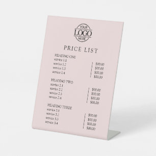 Modern Elegant Pink Logo Service Menu Price List Pedestal Sign