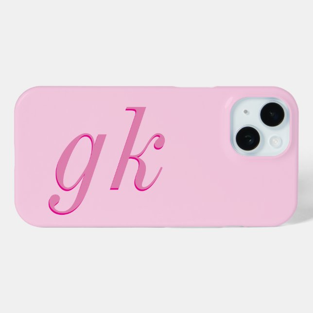 Modern Elegant Pink  Monogram Initials Case-Mate iPhone Case (Back (Horizontal))