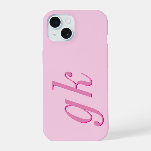 Modern Elegant Pink  Monogram Initials iPhone 15 Case (Back)