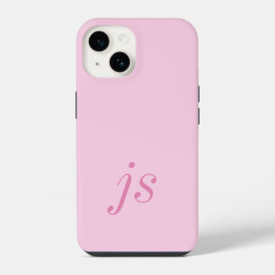 Modern Elegant Pink Monogram Initials iPhone 14 Case