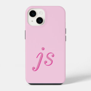 Modern Elegant Pink Monogram Initials iPhone 14 Case