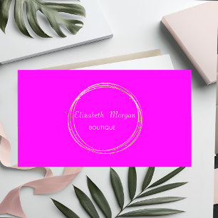 Modern Elegant Pink Neon Gold Circle Business Card
