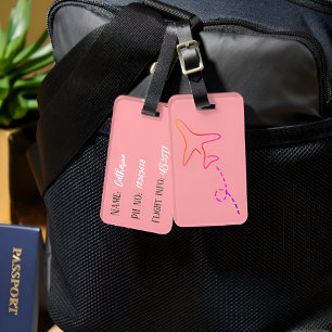 Modern & Elegant pink personalised Luggage Tag