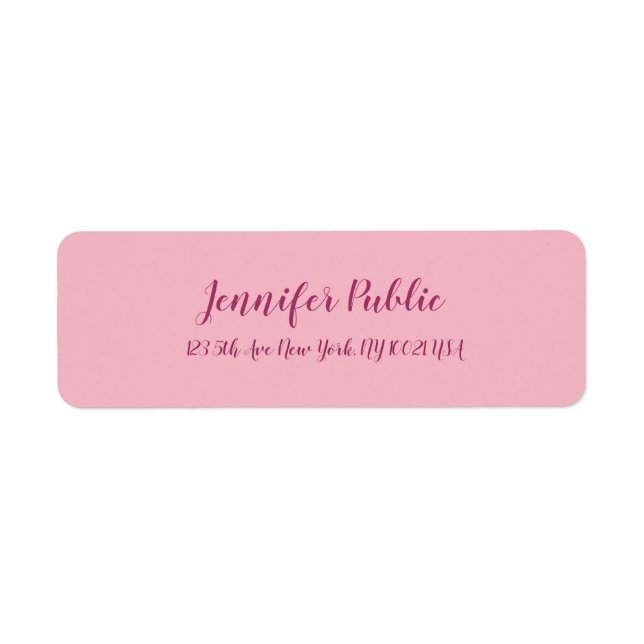 Modern Elegant Pink Plain Freehand Script Text (Front)