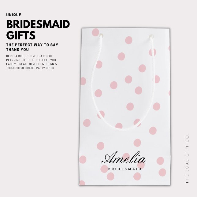 Modern Elegant Pink Polka Dot Bridesmaid Small Gift Bag (Creator Uploaded)