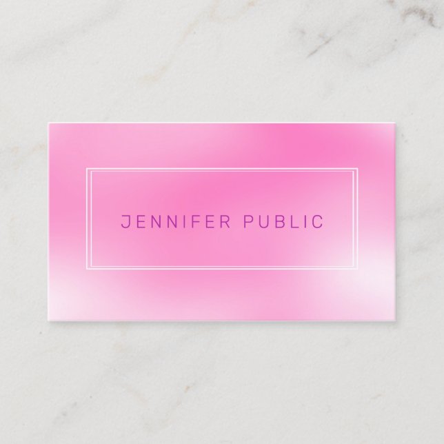 Modern Elegant Pink Purple Creative Design Trendy Business Card (Front)