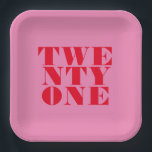 Modern Elegant Pink Red Bold 21st Birthday Paper Plate<br><div class="desc">Modern 21st birthday paper plates featuring elegant bold typography and minimalist design.</div>