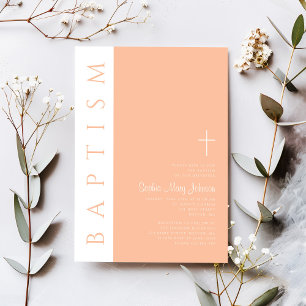 Modern Elegant Pink Religious Girl Baptism Invitation