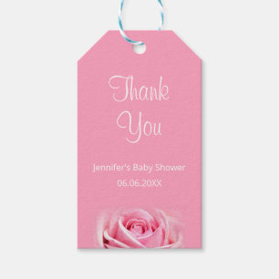 Modern Elegant Pink Rose Baby Shower Thank You Gift Tags