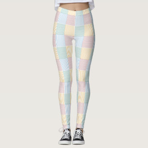 Modern Elegant Pink Rose Blue Green Yellow White Leggings