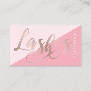Modern elegant pink & rose gold lashes extension business card